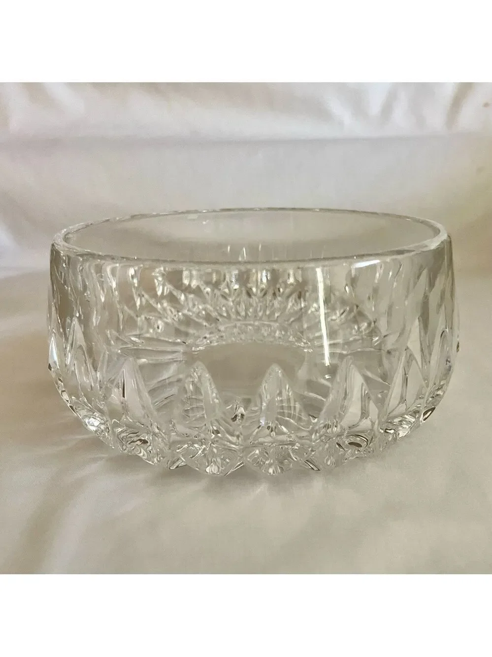 Gorham 5” Round Crystal Bowl “ Althea” (Cut), Vertical Cuts on Bowl Sparkling